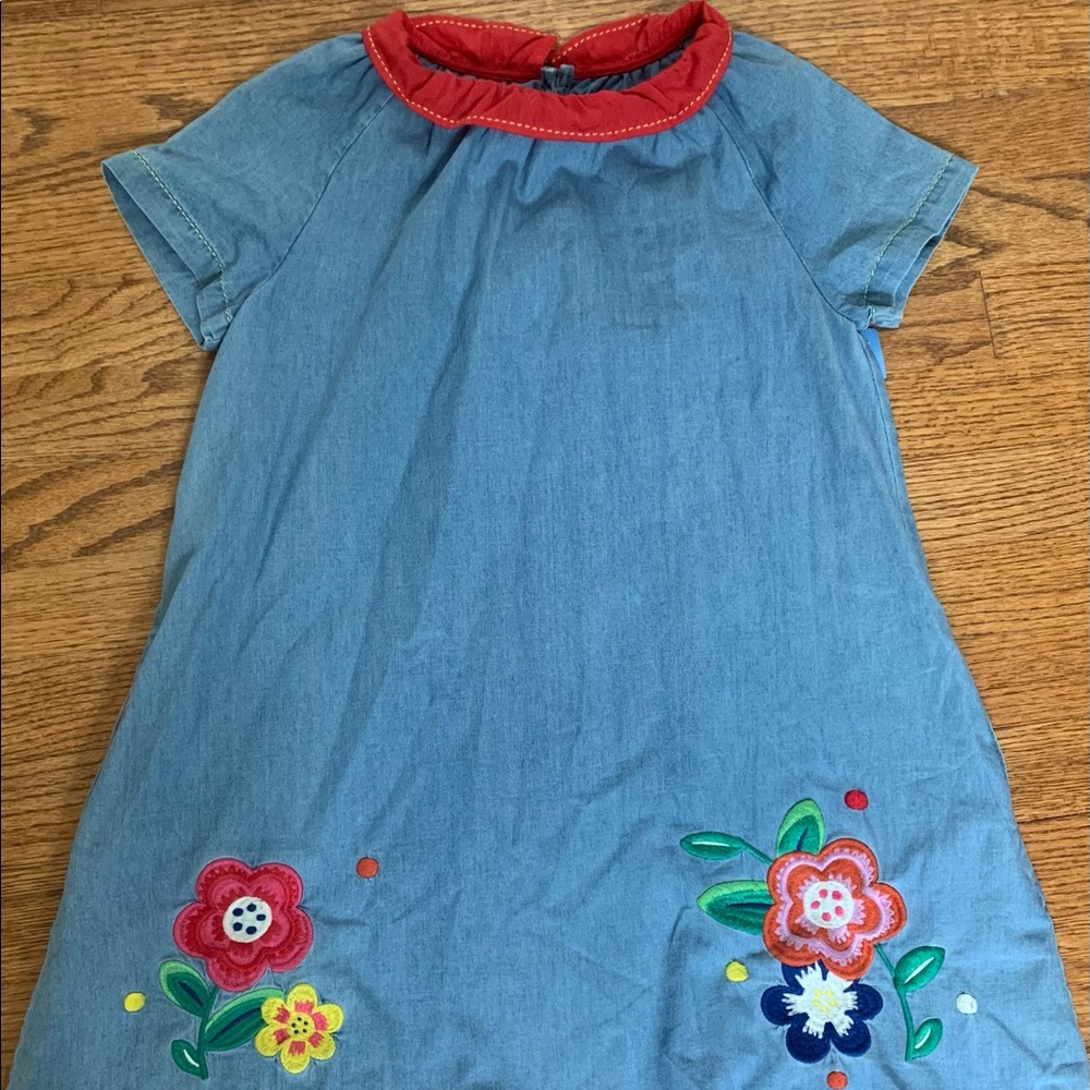 Mini Boden denim dress with flower Appliqué